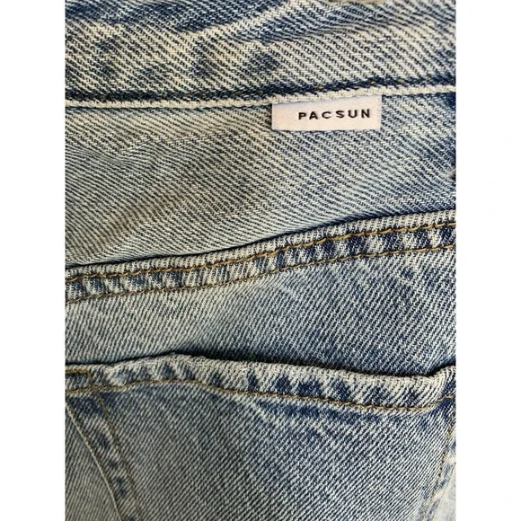 Women's Sz 25 (25x32)‎ Pacsun 90s Boyfriend Mom  Light wash Blue Jean Distressed - Picture 3 of 6